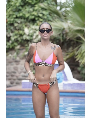 SUJETADOR BIKINI LAM REVERSIBLE ROJO/VIOLETA/ LEOP