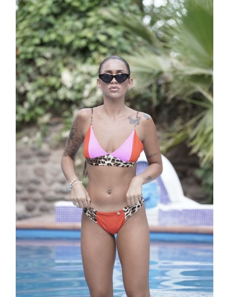 SUJETADOR BIKINI LAM REVERSIBLE ROJO/VIOLETA/ LEOP