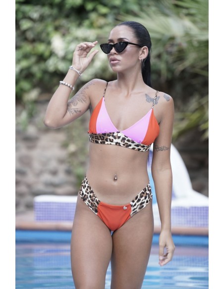 SUJETADOR BIKINI LAM REVERSIBLE ROJO/VIOLETA/ LEOP