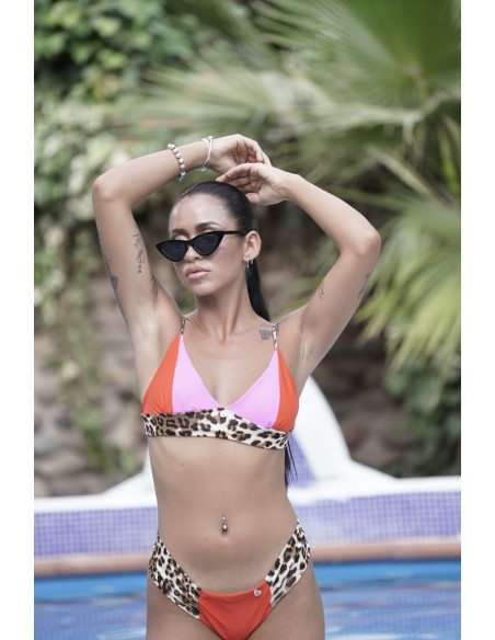 SUJETADOR BIKINI LAM REVERSIBLE ROJO/VIOLETA/ LEOP