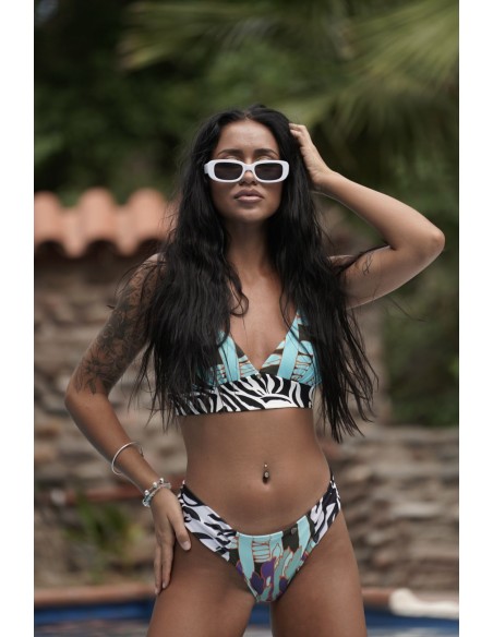 SUJETADOR BIKINI LAM REVERSIBLE TURQUESA /CEBRA